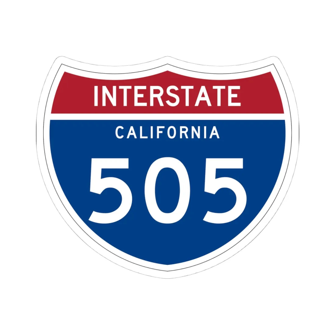I-505 CA (California) (Road Sign) STICKER Vinyl Kiss-Cut Decal 4 Inch White - The Sticker Space