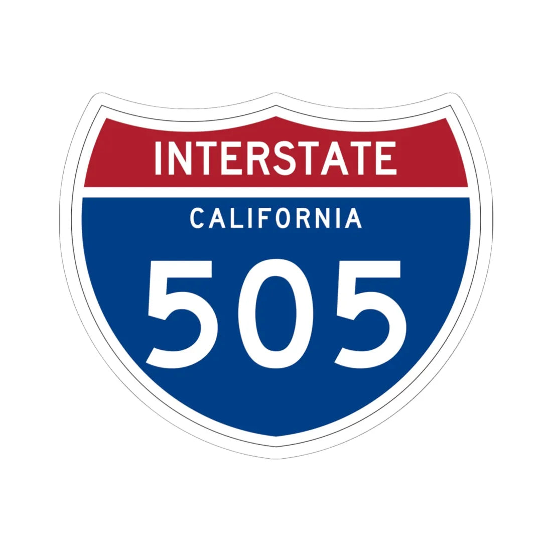 I-505 CA (California) (Road Sign) STICKER Vinyl Kiss-Cut Decal 6 Inch White - The Sticker Space
