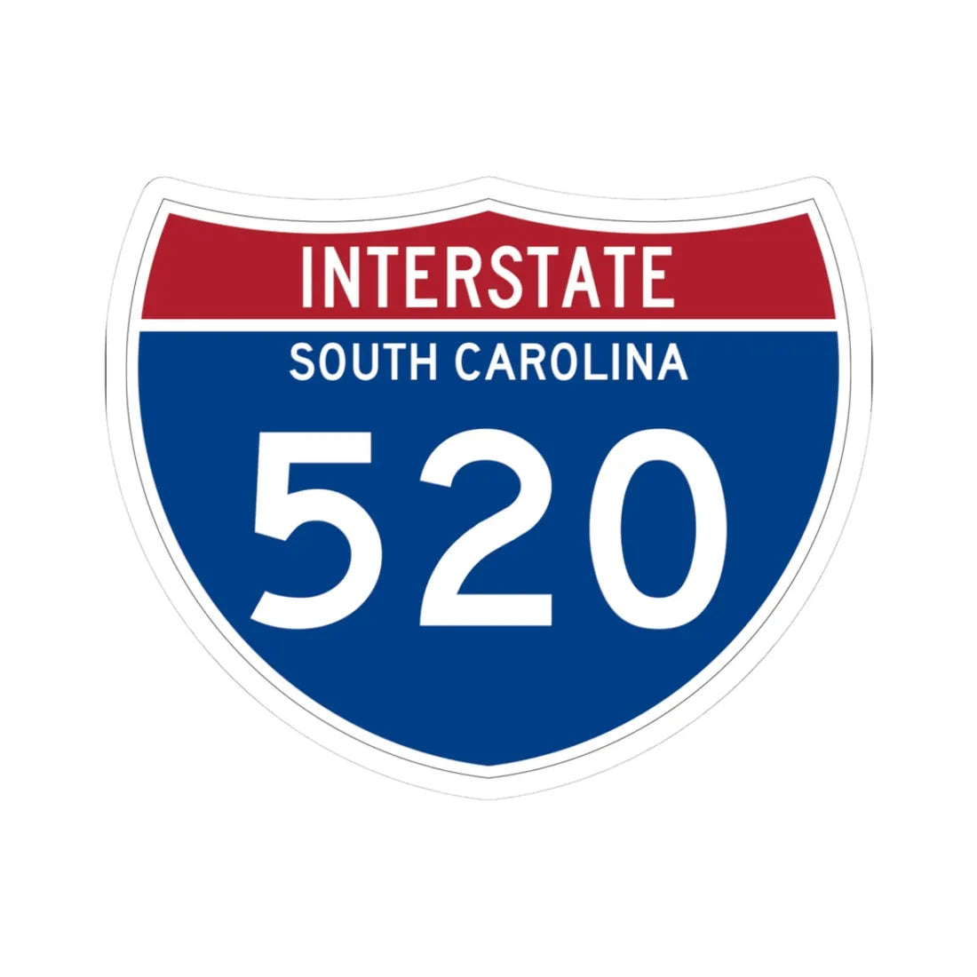 I-520 SC Metric (South Carolina) (Road Sign) STICKER Vinyl Kiss-Cut Decal 3 Inch White - The Sticker Space