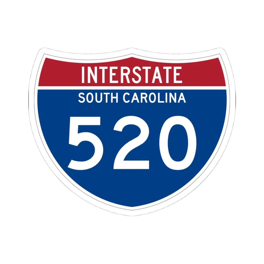 I-520 SC Metric (South Carolina) (Road Sign) STICKER Vinyl Kiss-Cut Decal 4 Inch White - The Sticker Space