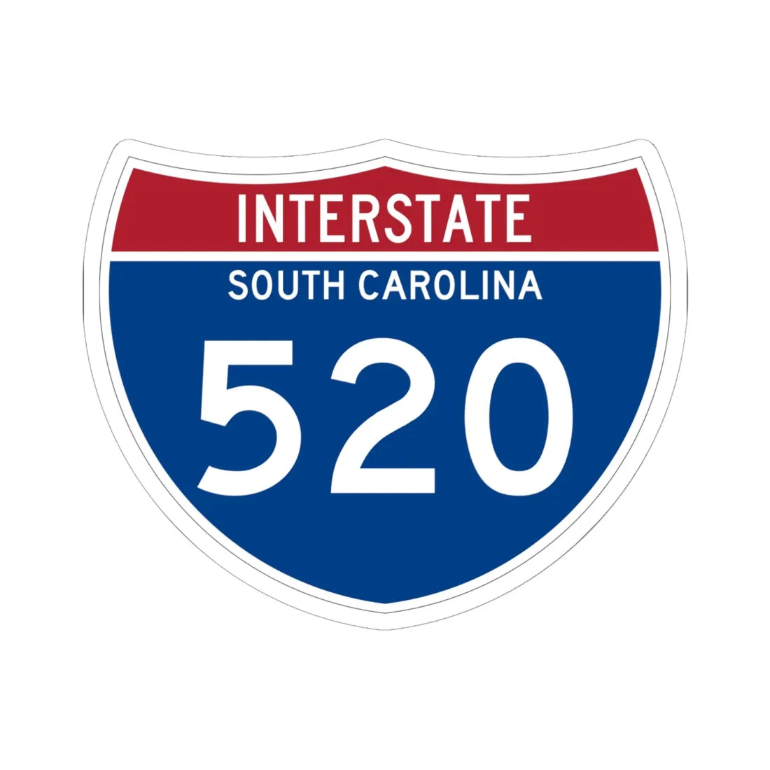 I-520 SC Metric (South Carolina) (Road Sign) STICKER Vinyl Kiss-Cut Decal 6 Inch White - The Sticker Space