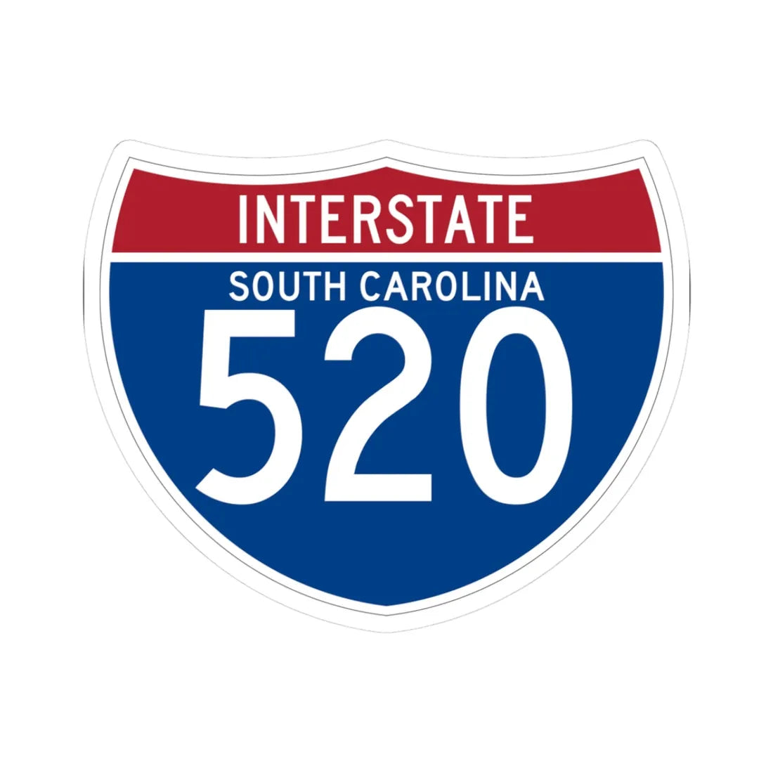 I-520 SC (South Carolina) (Road Sign) STICKER Vinyl Kiss-Cut Decal 3 Inch White - The Sticker Space