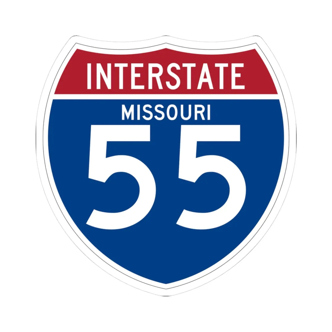 I-55 MO (Missouri) (Road Sign) STICKER Vinyl Kiss-Cut Decal 3 Inch White - The Sticker Space