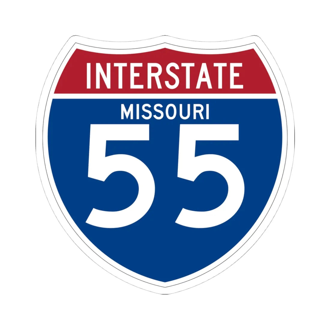 I-55 MO (Missouri) (Road Sign) STICKER Vinyl Kiss-Cut Decal 4 Inch White - The Sticker Space