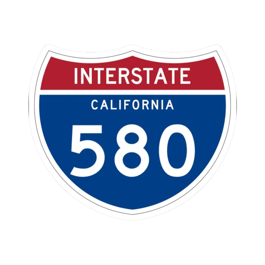 I-580 CA (California) (Road Sign) STICKER Vinyl Kiss-Cut Decal 2 Inch White - The Sticker Space
