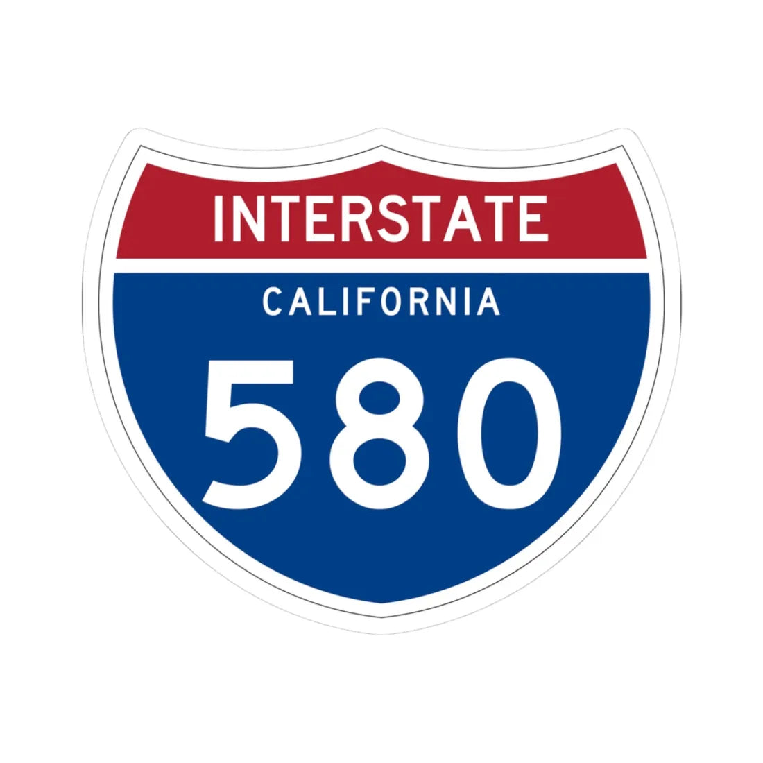 I-580 CA (California) (Road Sign) STICKER Vinyl Kiss-Cut Decal 3 Inch White - The Sticker Space