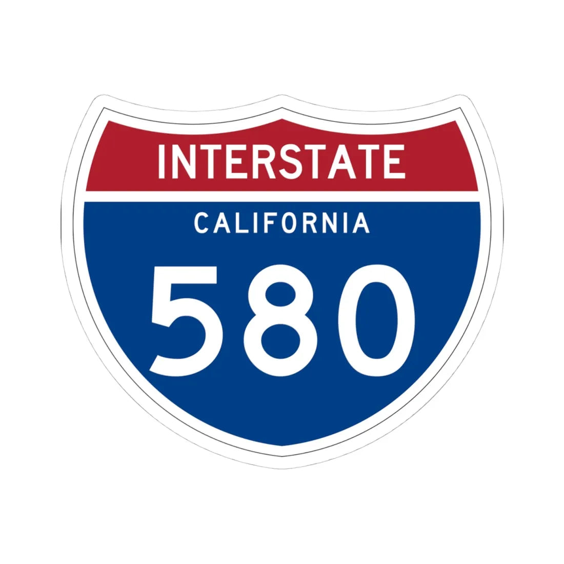 I-580 CA (California) (Road Sign) STICKER Vinyl Kiss-Cut Decal 4 Inch White - The Sticker Space