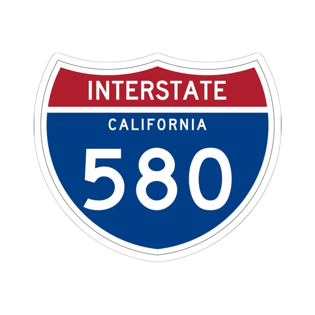 I-580 CA (California) (Road Sign) STICKER Vinyl Kiss-Cut Decal 6 Inch White - The Sticker Space