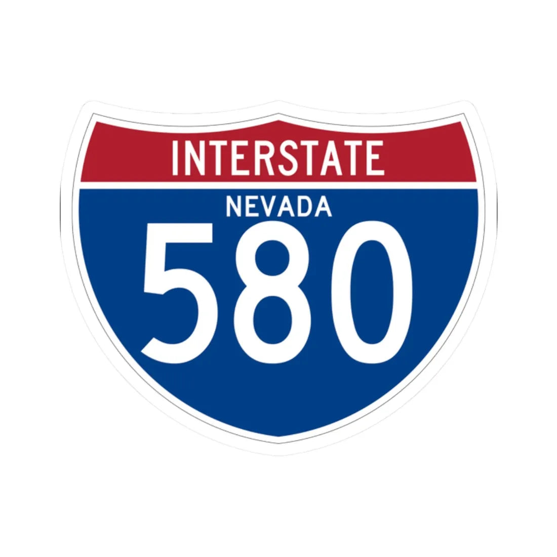 I-580 NV (Nevada) (Road Sign) STICKER Vinyl Kiss-Cut Decal 2 Inch White - The Sticker Space