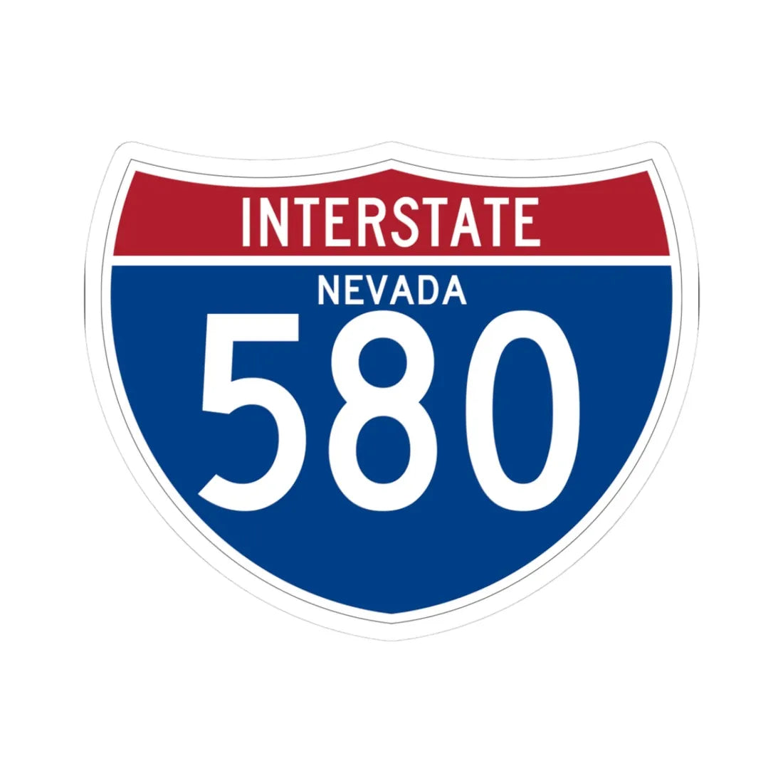 I-580 NV (Nevada) (Road Sign) STICKER Vinyl Kiss-Cut Decal 3 Inch White - The Sticker Space