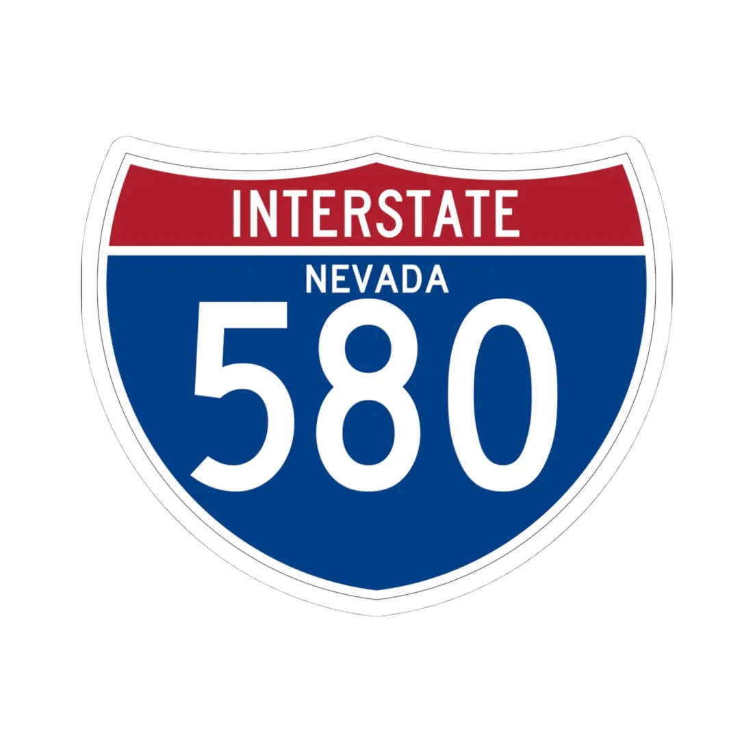 I-580 NV (Nevada) (Road Sign) STICKER Vinyl Kiss-Cut Decal 4 Inch White - The Sticker Space