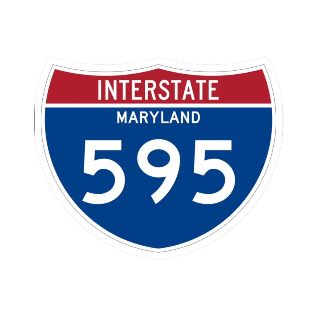 I-595 MD Metric (Maryland) (Road Sign) STICKER Vinyl Kiss-Cut Decal 2 Inch White - The Sticker Space