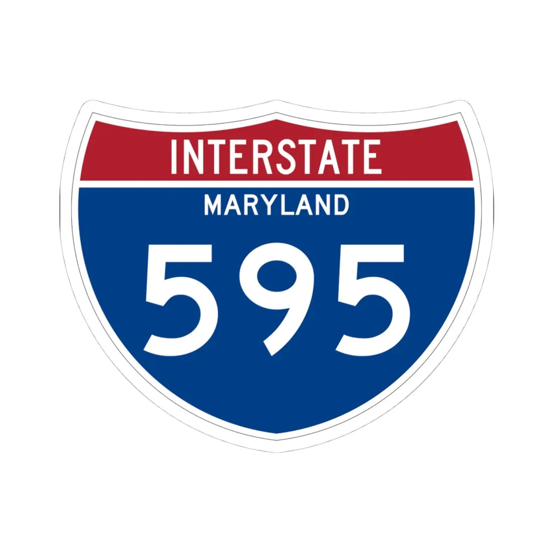 I-595 MD Metric (Maryland) (Road Sign) STICKER Vinyl Kiss-Cut Decal 4 Inch White - The Sticker Space
