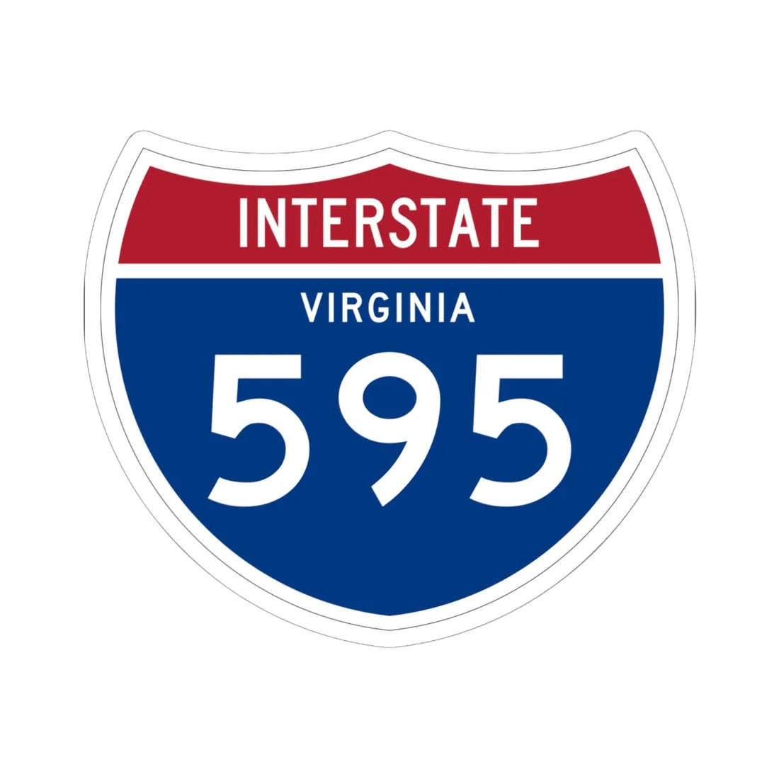 I-595 VA 1961 (Virginia) (Road Sign) STICKER Vinyl Kiss-Cut Decal 6 Inch White - The Sticker Space