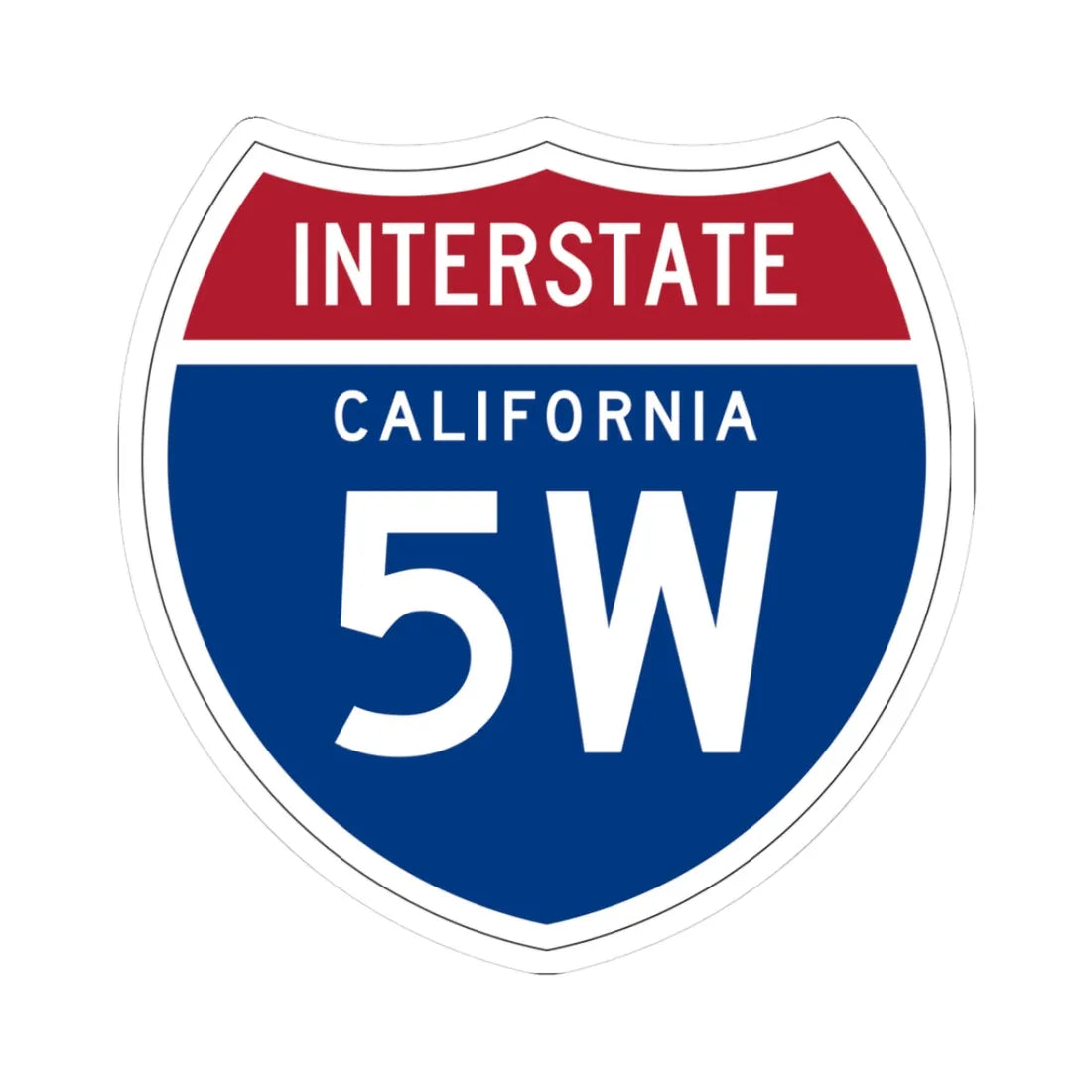 I-5W CA (California) (Road Sign) STICKER Vinyl Kiss-Cut Decal 3 Inch White - The Sticker Space
