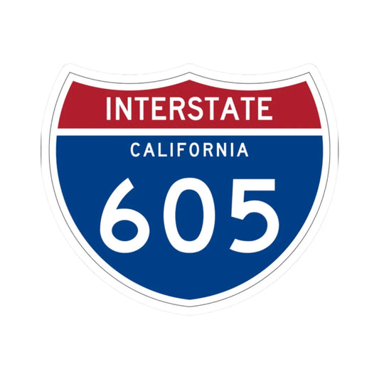 I-605 CA (California) (Road Sign) STICKER Vinyl Kiss-Cut Decal 2 Inch White - The Sticker Space
