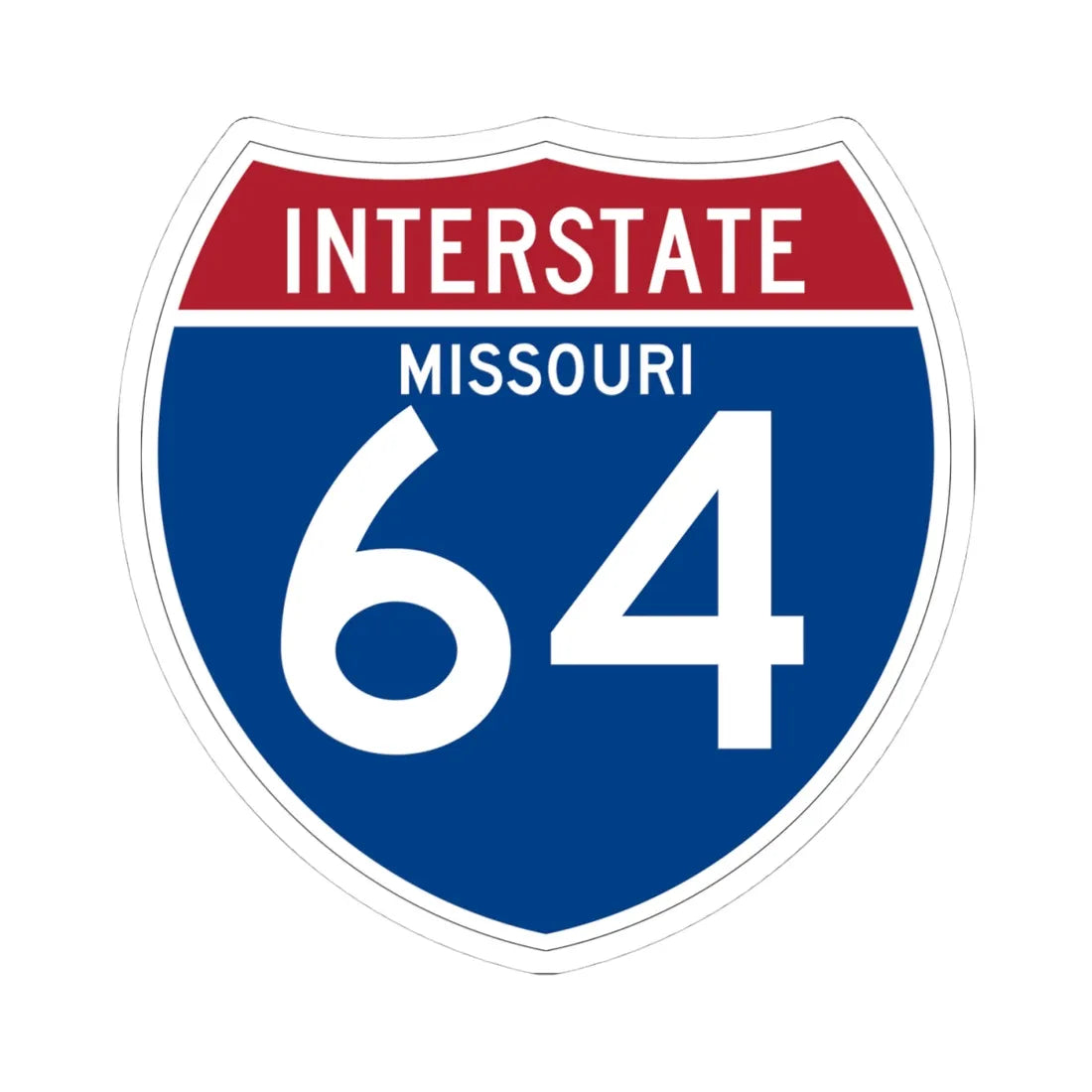 I-64 MO (Missouri) (Road Sign) STICKER Vinyl Kiss-Cut Decal 4 Inch White - The Sticker Space