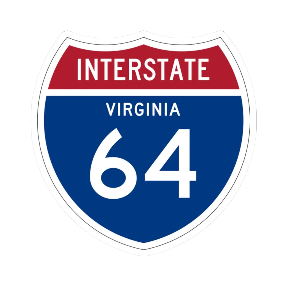 I-64 VA 1957 (Virginia) (Road Sign) STICKER Vinyl Kiss-Cut Decal 2 Inch White - The Sticker Space