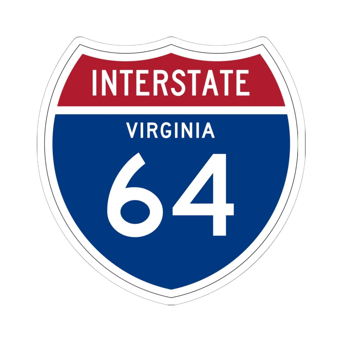 I-64 VA 1957 (Virginia) (Road Sign) STICKER Vinyl Kiss-Cut Decal 6 Inch White - The Sticker Space