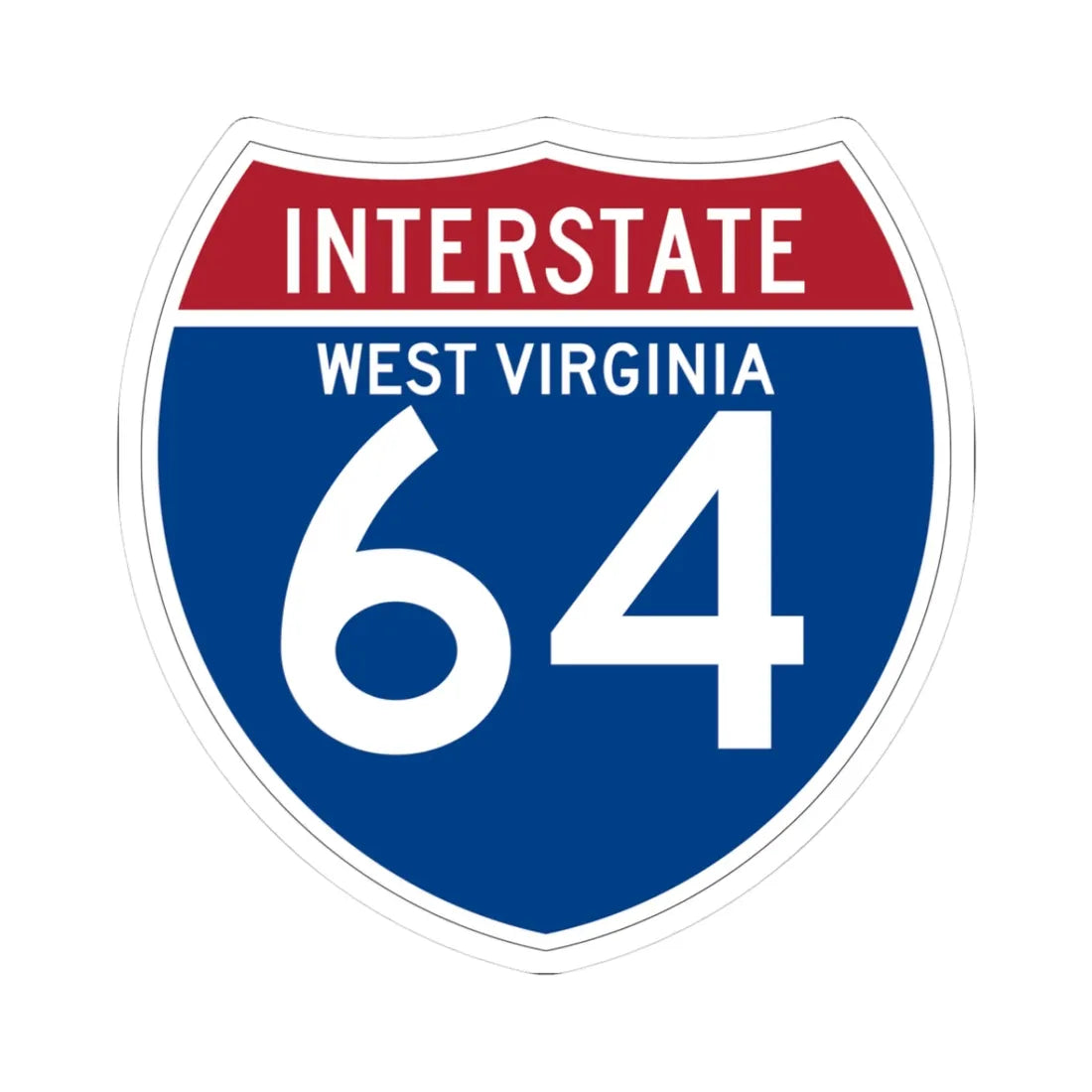 I-64 WV (Virginia) (Road Sign) STICKER Vinyl Kiss-Cut Decal 3 Inch White - The Sticker Space