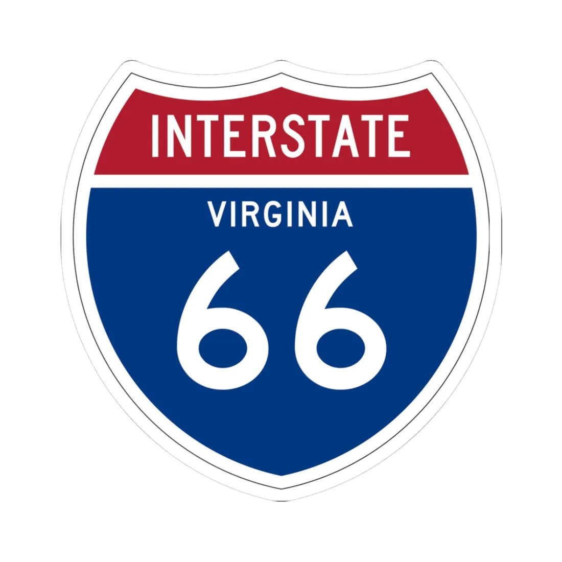 I-66 VA 1957 (Virginia) (Road Sign) STICKER Vinyl Kiss-Cut Decal 3 Inch White - The Sticker Space