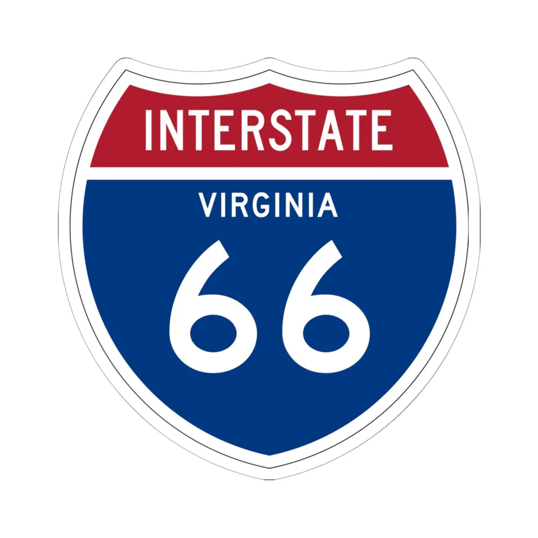 I-66 VA 1957 (Virginia) (Road Sign) STICKER Vinyl Kiss-Cut Decal 6 Inch White - The Sticker Space