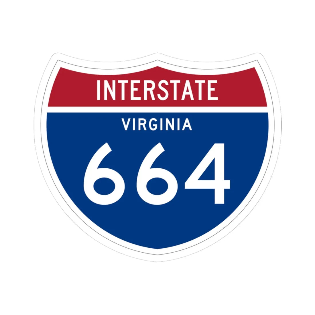 I-664 VA 1961 (Virginia) (Road Sign) STICKER Vinyl Kiss-Cut Decal 3 Inch White - The Sticker Space