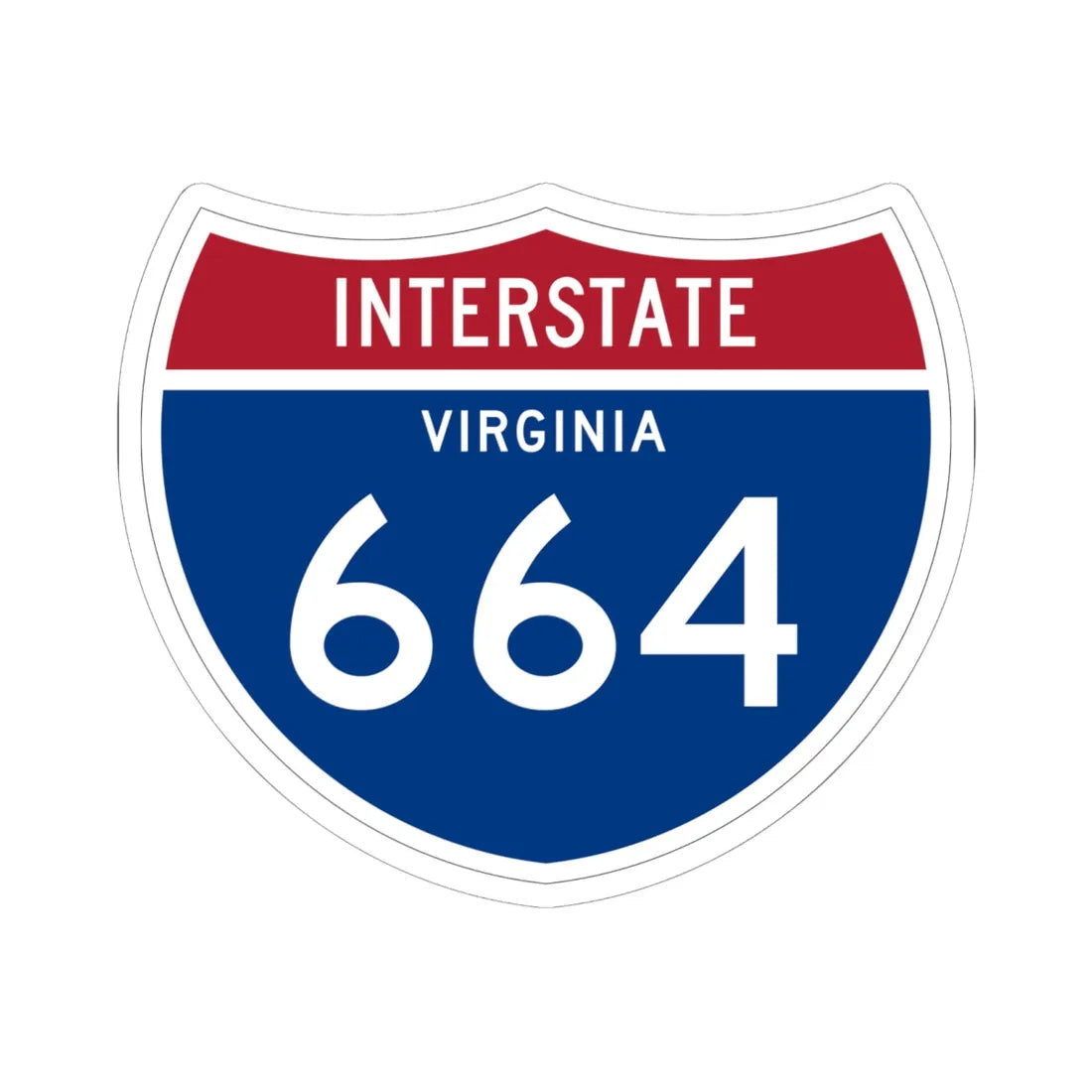 I-664 VA 1961 (Virginia) (Road Sign) STICKER Vinyl Kiss-Cut Decal 6 Inch White - The Sticker Space