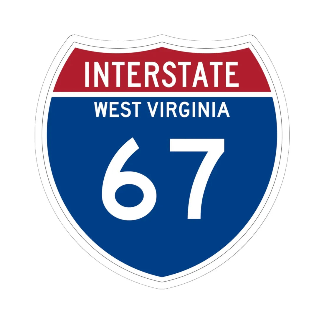 I-67 WV Metric (Virginia) (Road Sign) STICKER Vinyl Kiss-Cut Decal 6 Inch White - The Sticker Space
