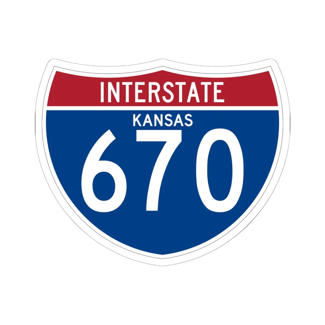 I-670 KS (Kansas) (Road Sign) STICKER Vinyl Kiss-Cut Decal 6 Inch White - The Sticker Space
