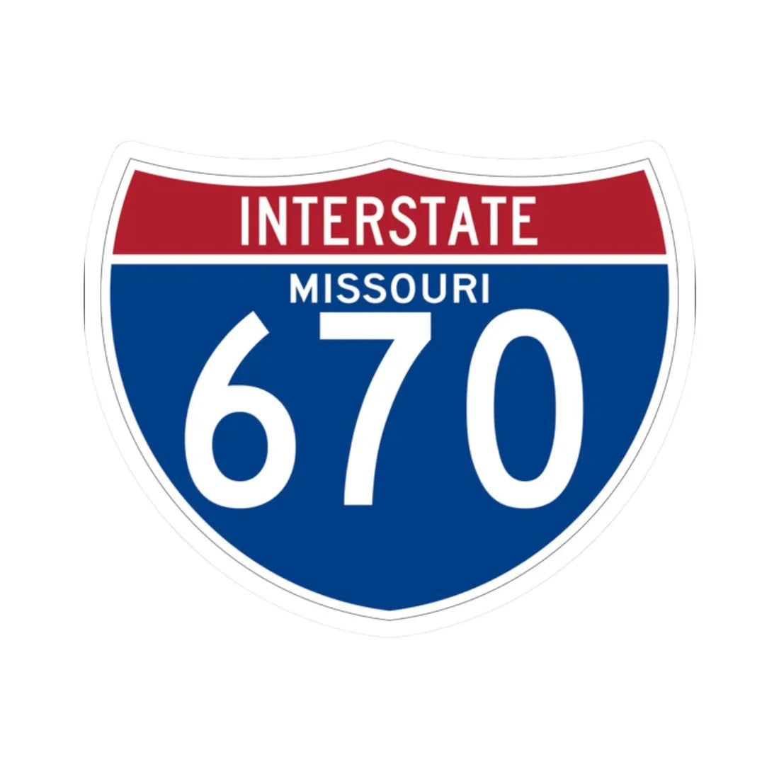 I-670 MO (Missouri) (Road Sign) STICKER Vinyl Kiss-Cut Decal 2 Inch White - The Sticker Space
