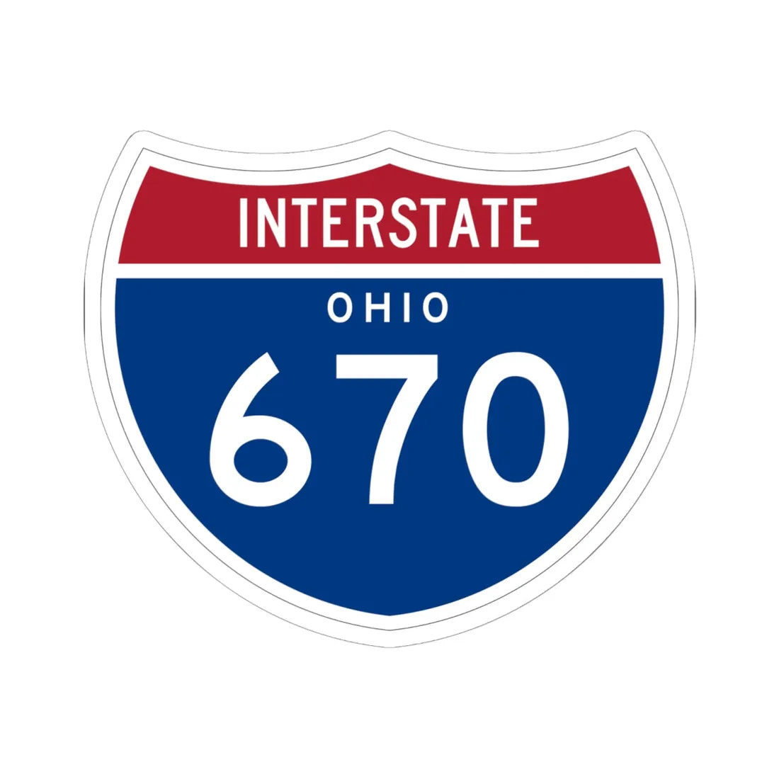 I-670 OH 1961 (Ohio) (Road Sign) STICKER Vinyl Kiss-Cut Decal 6 Inch White - The Sticker Space