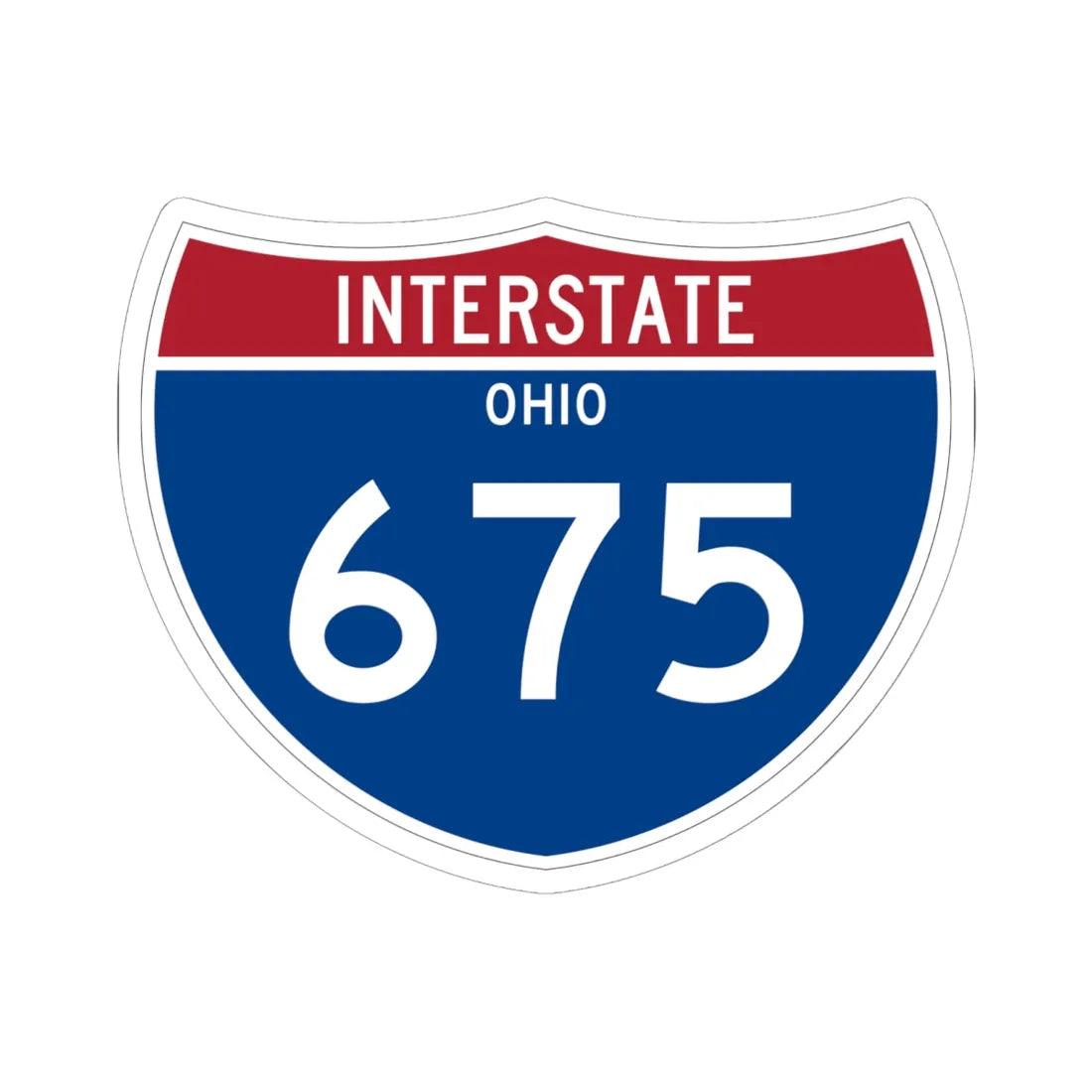 I-675 OH Metric (Ohio) (Road Sign) STICKER Vinyl Kiss-Cut Decal 6 Inch White - The Sticker Space