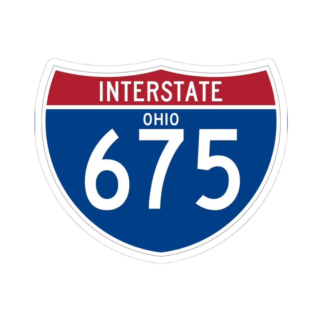 I-675 OH (Ohio) (Road Sign) STICKER Vinyl Kiss-Cut Decal 4 Inch White - The Sticker Space