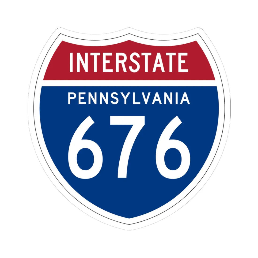 I-676 PA 1957 (Pennsylvania) (Road Sign) STICKER Vinyl Kiss-Cut Decal 3 Inch White - The Sticker Space