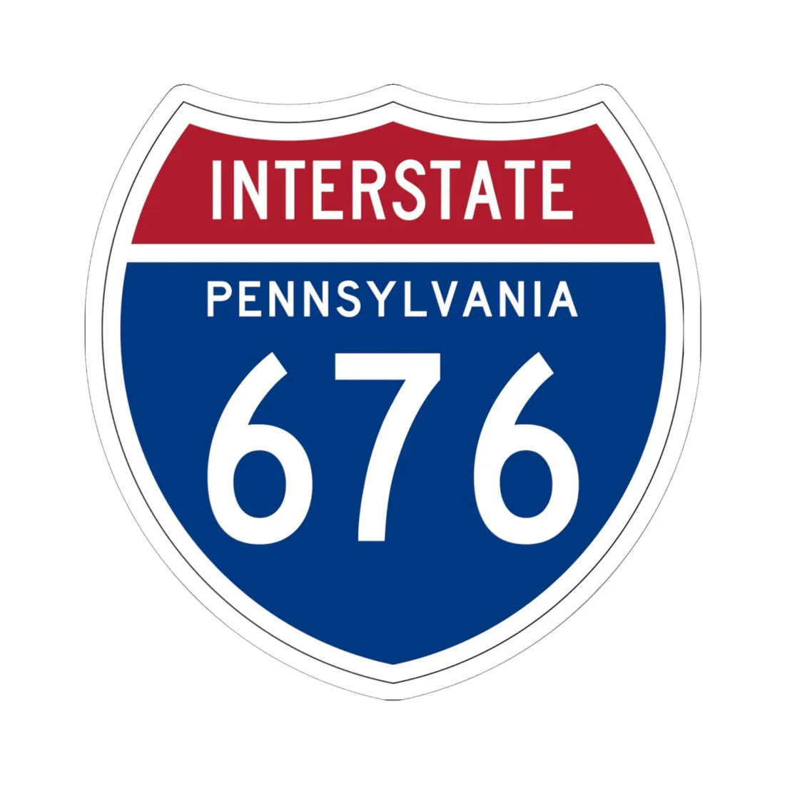 I-676 PA 1957 (Pennsylvania) (Road Sign) STICKER Vinyl Kiss-Cut Decal 6 Inch White - The Sticker Space