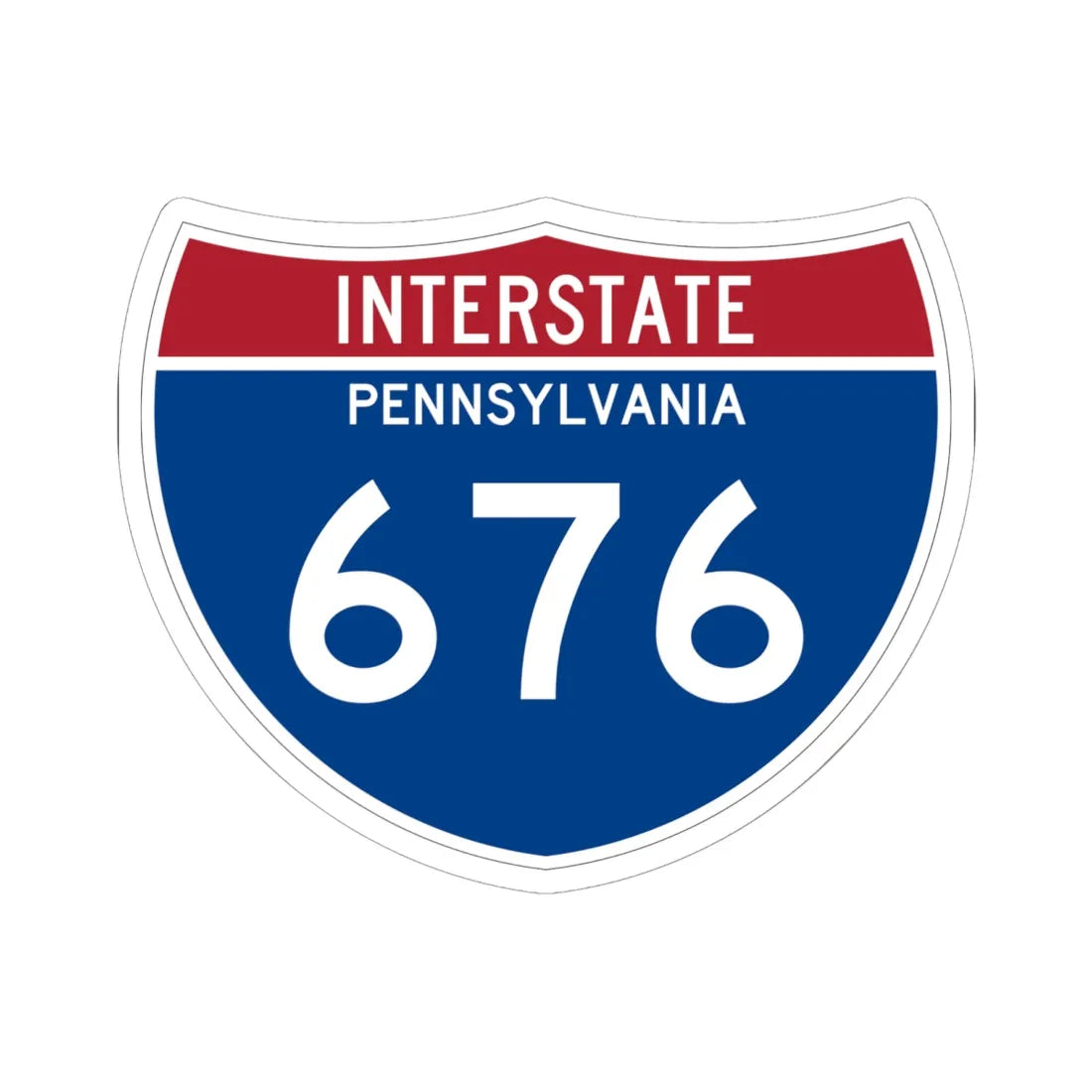 I-676 PA 1961 (Pennsylvania) (Road Sign) STICKER Vinyl Kiss-Cut Decal 6 Inch White - The Sticker Space