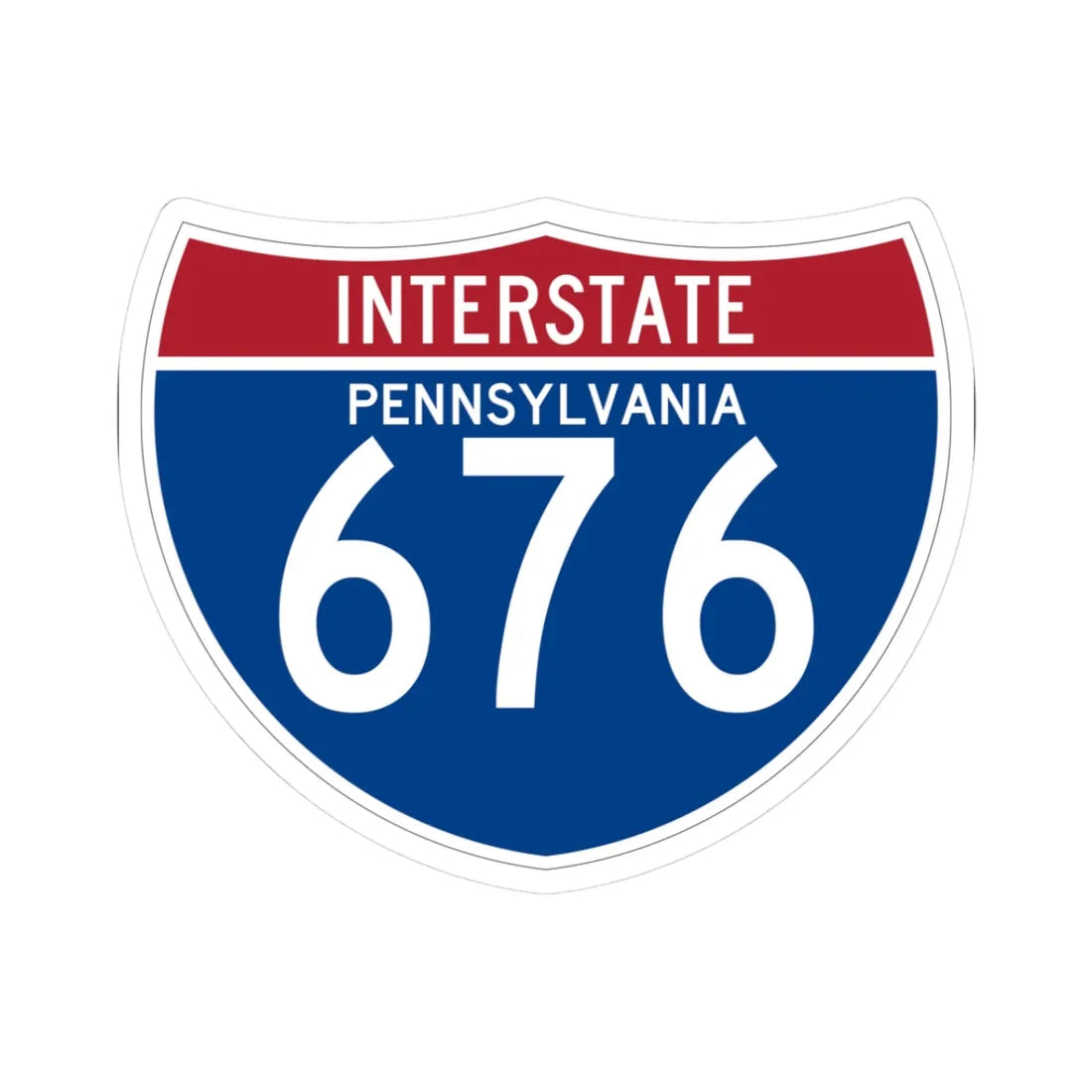 I-676 PA (Pennsylvania) (Road Sign) STICKER Vinyl Kiss-Cut Decal 3 Inch White - The Sticker Space