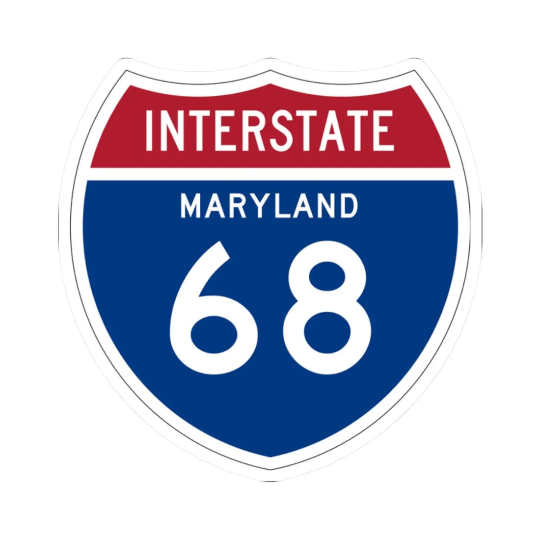 I-68 MD 1957 (Maryland) (Road Sign) STICKER Vinyl Kiss-Cut Decal 2 Inch White - The Sticker Space