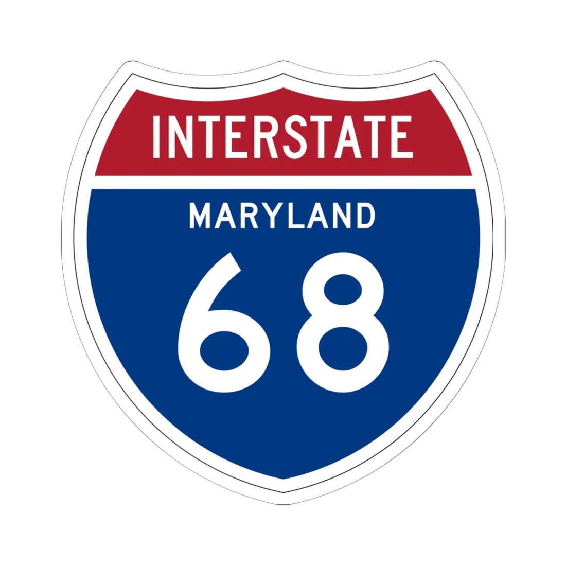I-68 MD 1957 (Maryland) (Road Sign) STICKER Vinyl Kiss-Cut Decal 6 Inch White - The Sticker Space