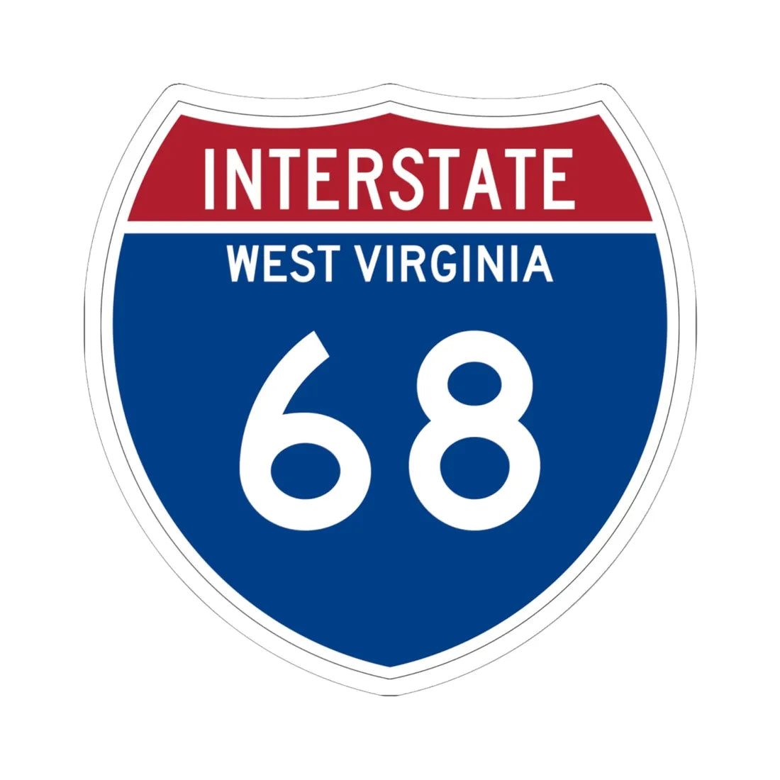 I-68 WV Metric (Virginia) (Road Sign) STICKER Vinyl Kiss-Cut Decal 6 Inch White - The Sticker Space