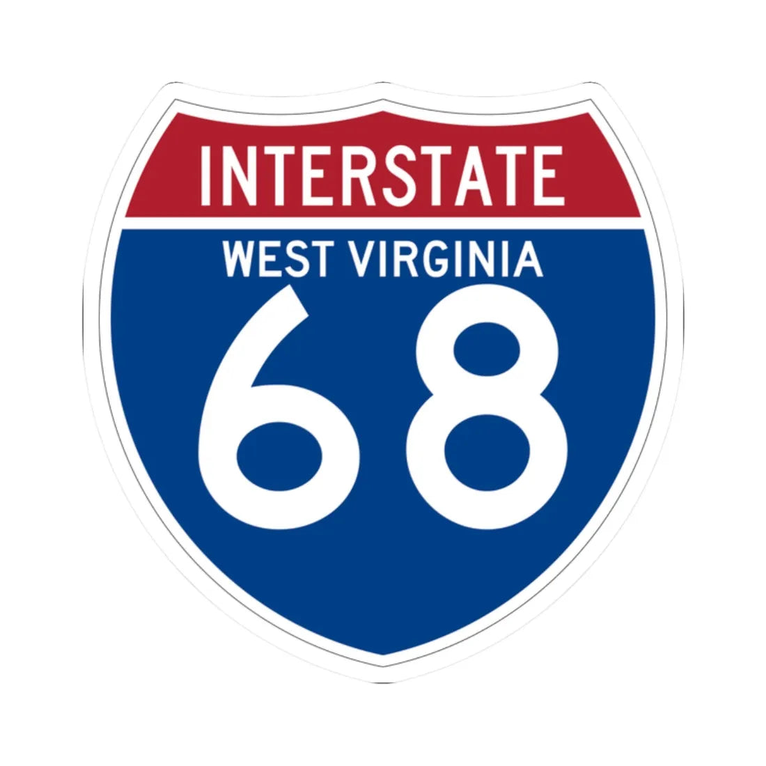 I-68 WV (Virginia) (Road Sign) STICKER Vinyl Kiss-Cut Decal 2 Inch White - The Sticker Space