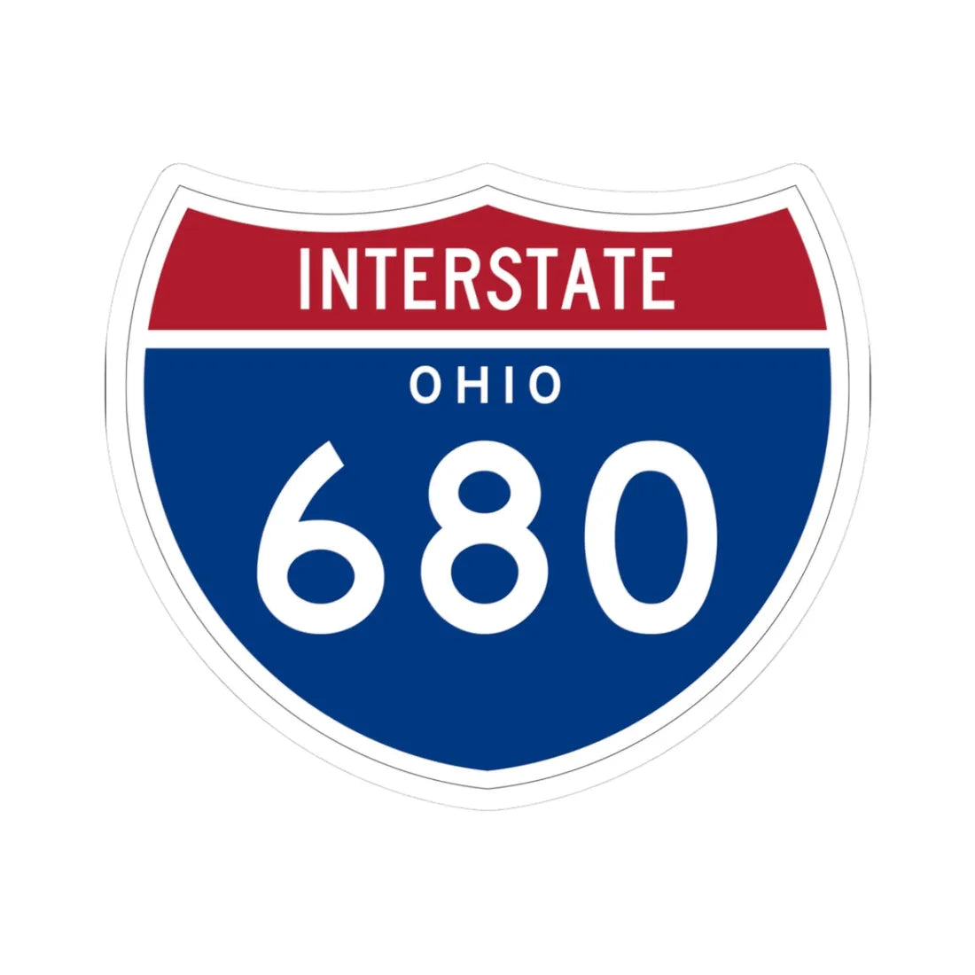I-680 OH 1961 (Ohio) (Road Sign) STICKER Vinyl Kiss-Cut Decal 3 Inch White - The Sticker Space