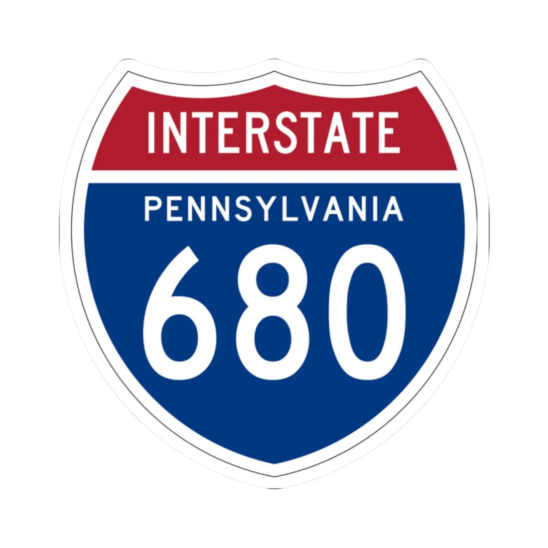 I-680 PA 1957 (Pennsylvania) (Road Sign) STICKER Vinyl Kiss-Cut Decal 2 Inch White - The Sticker Space