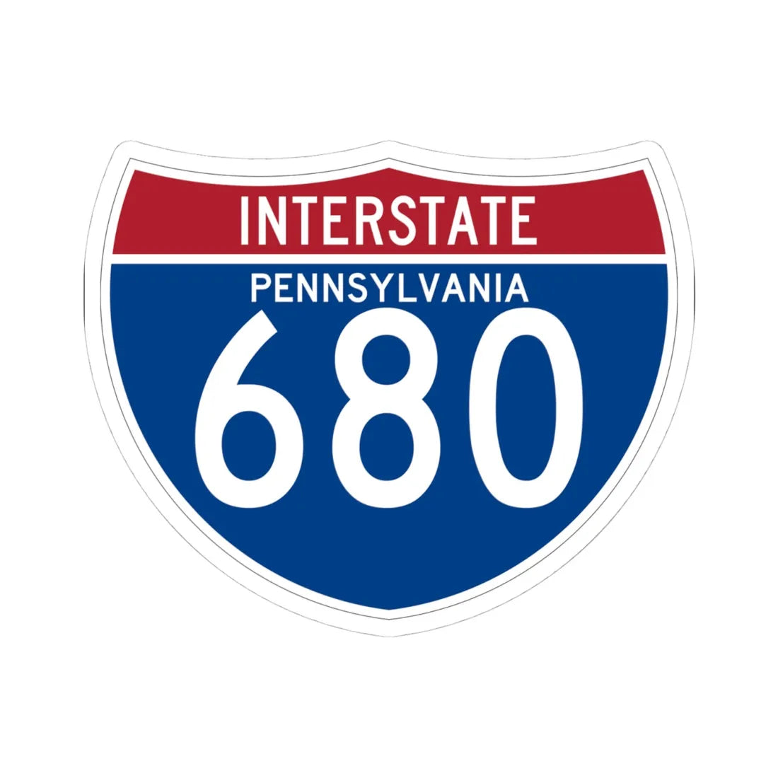 I-680 PA (Pennsylvania) (Road Sign) STICKER Vinyl Kiss-Cut Decal 4 Inch White - The Sticker Space