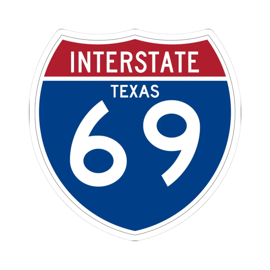 I-69 TX (Texas) (Road Sign) STICKER Vinyl Kiss-Cut Decal 3 Inch White - The Sticker Space