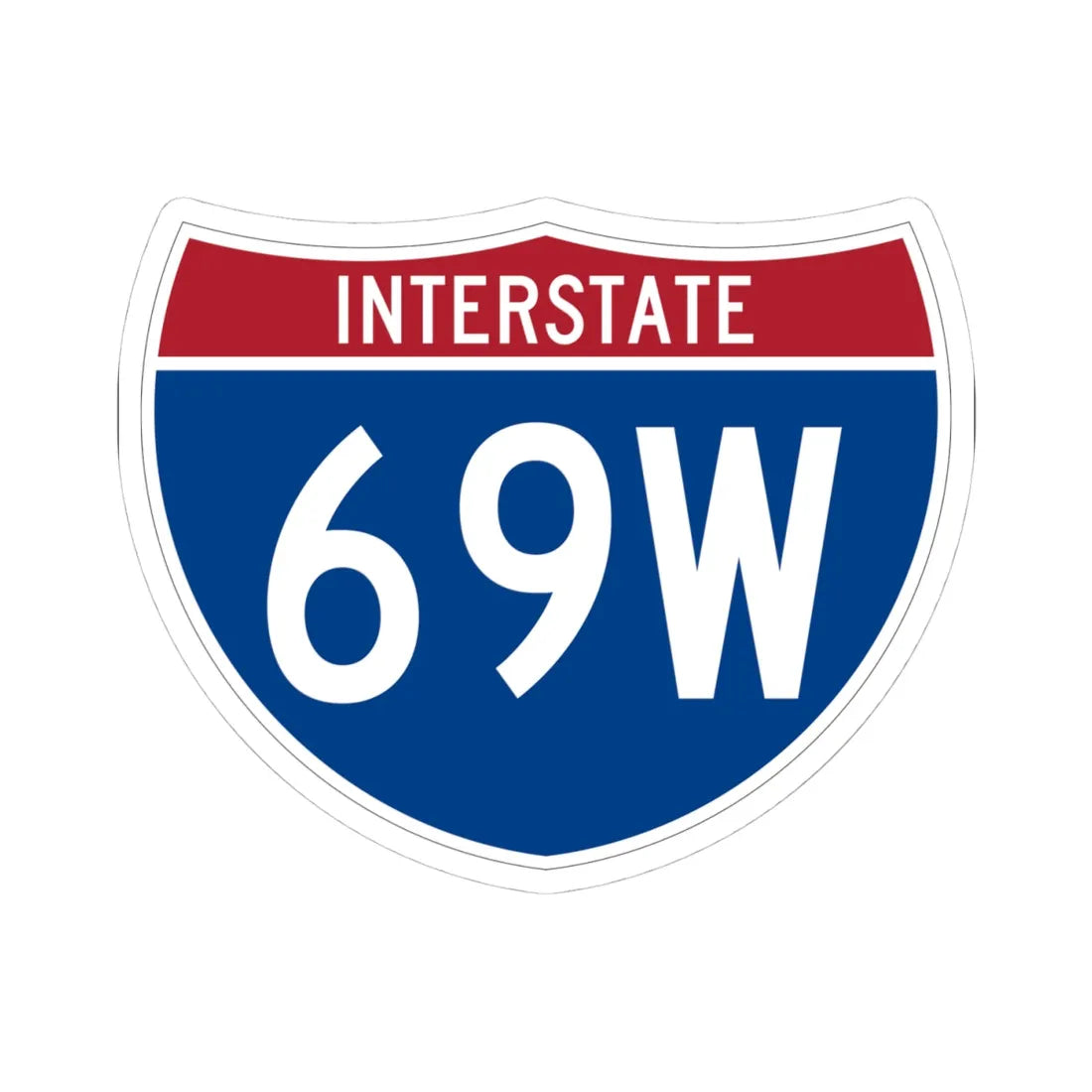 I-69W (Texas) (Road Sign) STICKER Vinyl Kiss-Cut Decal 4 Inch White - The Sticker Space