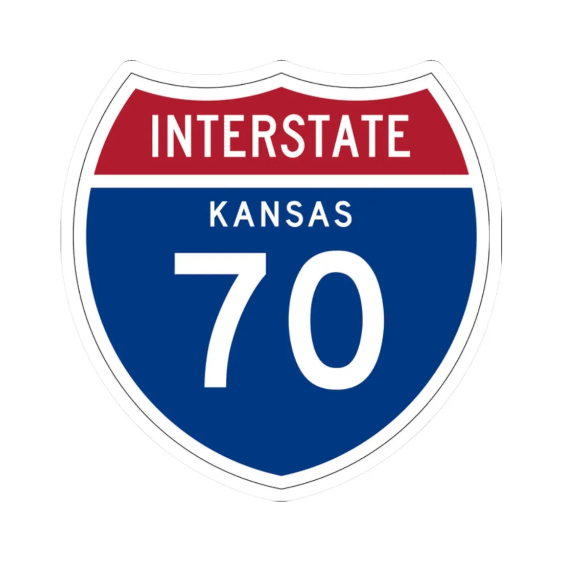 I-70 KS 1957 (Kansas) (Road Sign) STICKER Vinyl Kiss-Cut Decal 2 Inch White - The Sticker Space
