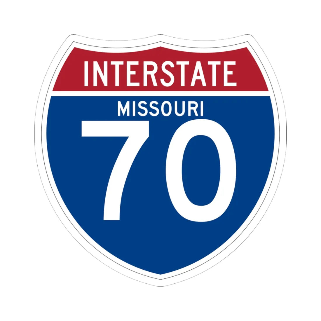I-70 MO (Missouri) (Road Sign) STICKER Vinyl Kiss-Cut Decal 4 Inch White - The Sticker Space