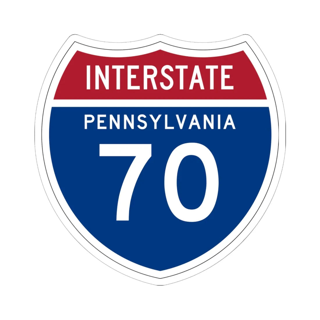 I-70 PA 1957 (Pennsylvania) (Road Sign) STICKER Vinyl Kiss-Cut Decal 6 Inch White - The Sticker Space
